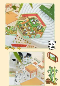 Detaillierte Ansicht der niedlichen 3D-PET-Aufkleber mit Panda-Motiv für Kinder