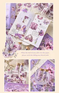 Exquisite vintage purple floral sticker set and scrapbook decorative materials