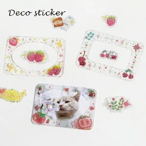 Cute glittery PET resin stickers featuring 3D photo frame designs for DIY journaling.