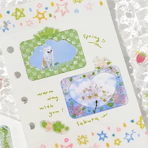 Cute PET clear crystal frame stickers for DIY scrapbooking diary decoration