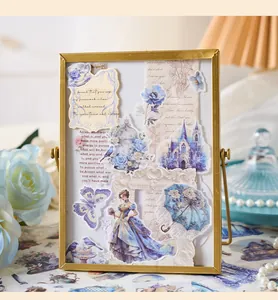 Detailed view of retro girl stickers creatively used in a vintage collage frame