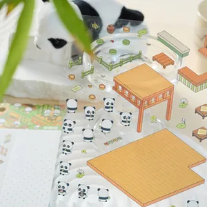 3D-Miniaturhaus PET-Aufkleber mit süßen Panda-Themen für kreatives DIY-Scrapbooking Handwerk