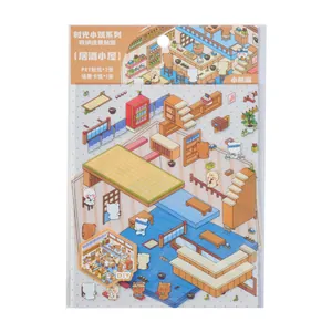 Süßes DIY Miniatur-Kneipen-PET-Stickerset mit Bärenszene für Kinder-Scrapbooking