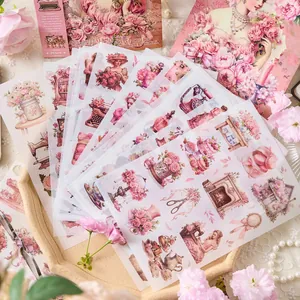 Minimalist vintage retro girl stickers for DIY scrapbooking and journal decoration