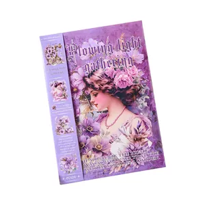 Vintage purple floral girl sticker book for DIY journaling and creative scrapbooking crafts