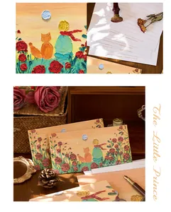 Detail view of The Little Prince theme envelope and letterhead with oil painting style art