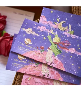 Detailed view of Little Prince theme envelope featuring artistic oil painting style