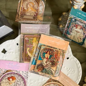 Acryl koelkastmagneten in vintage kunststijl met Mucha-schilderijen