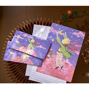 Detail showing The Little Prince stationery set with textured oil painting illustration