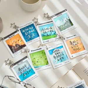 Aesthetic PET Reversal Film Landscape Pendant Star Clasp Bookmark For Students Bag Decoration Photography Style Keychain