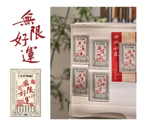 Detail shot of acrylic fridge magnets featuring traditional Chinese blessing calligraphy
