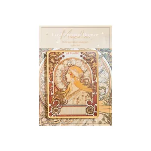Vintage Mucha stijl acryl koelkastmagneet met prachtige Art Nouveau illustratie