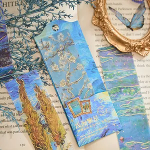 Aesthetic gold-stamped PVC bookmarks featuring Dream Island floral and artistic patterns