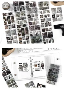 Vintage style PET die-cut stickers for DIY journaling and scrapbooking collage art