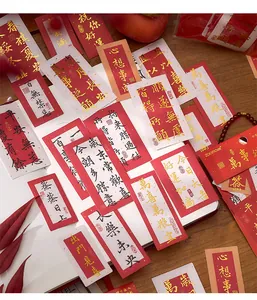 Traditionele Chinese kalligrafiestickers met gouden brons voor DIY-journalen en scrapbooks