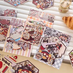 3D micro-scene PET stickers for DIY scrapbooking with creative fantasy world themes