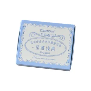Vintage floral embossed memo paper set in blue box for scrapbooking, 30 sheets