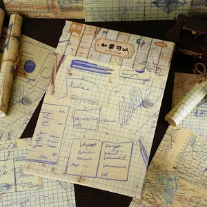 Vintage A5 decoratief papier met retro diagrammen en ruitjespatronen voor scrapbooking