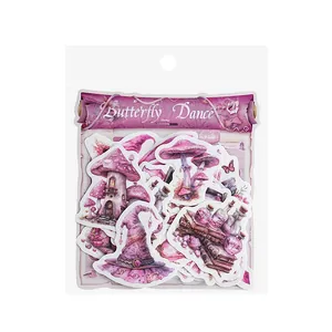 Butterfly Dance series fantasy stickers for DIY journaling, 20-piece purple aesthetic pack