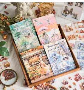 Libro de pegatinas de cuatro estaciones con ilustraciones vintage para diario de viaje