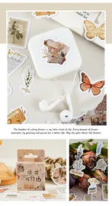 Close-up of vintage floral stickers and packaging from the Free Like Flowers series.
