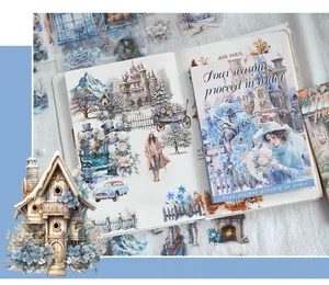 Vista detallada del libro de pegatinas PET de invierno para decoración de scrapbooking.