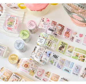 Close-up detail of aesthetic Washi tapes and journal stickers from Salt Sweet Soda series