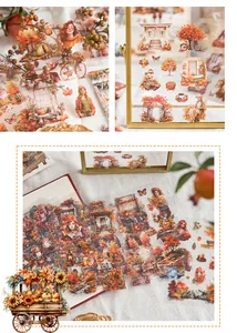 Detalle de pegatinas de PET con tema de otoño para decoración de diarios.
