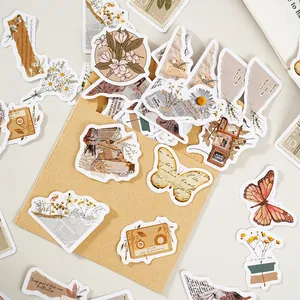 Vintage style floral and butterfly sticker set for DIY scrapbooking, journaling and gift sealing