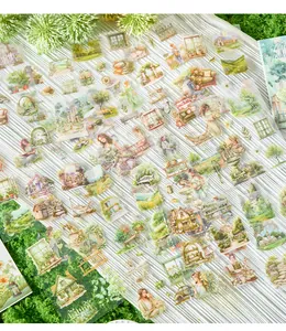 Hoja de pegatinas de PET de estilo jardín vintage con motivos de flores