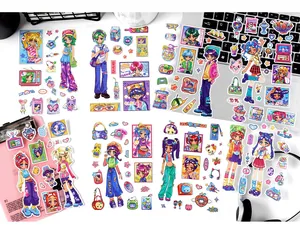 Detailansicht der Millennium Neon Anime-Aufkleber für Journaling in kreativer Umgebung