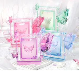 Dreamy Butterfly Valley series acrylic rotating photo frames in various pastel colors