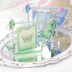 Aesthetic butterfly series acrylic rotating card frame for desktop photo display