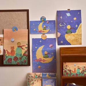 Le Petit Prince themed stationary set featuring oil painting textured postcards.