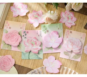Floral sticky notes with Chinese style flower shaped die-cut designs