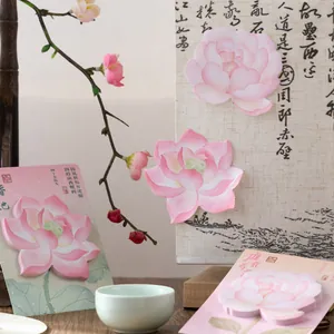 Artistic flower-shaped sticky notes with elegant Chinese style floral designs, 45 sheets