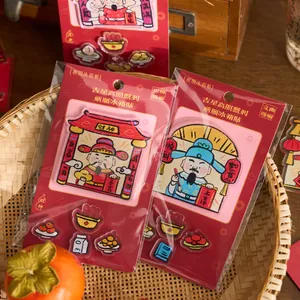 Neues Jahr Acryl Chinesischer Gott des Reichtums Kühlschrankmagnet Set