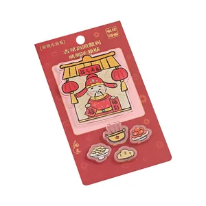 Chinesisches Neujahr Gott des Reichtums Acryl Kühlschrankmagnet Set mit roter Verpackung.
