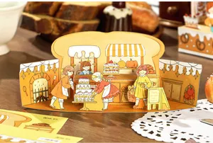 Nahaufnahme des DIY-Miniatur-Bäckereihauses aus Papier zum Basteln