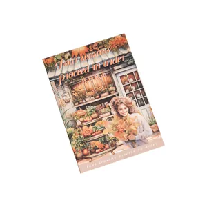 Libro de pegatinas PET serie Cuatro Estaciones con ilustración de chica en floristería