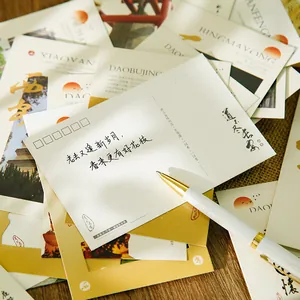 Lot de cartes postales vintage esthétiques avec photos de paysages et calligraphie