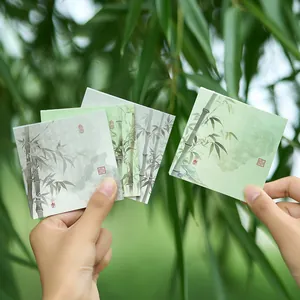 Traditional Chinese style bamboo pattern memo pads green aesthetic scrapbook paper