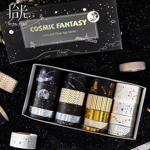 Cosmic Fantasy 20 Rolls Gold Foil Washi Tape Set Vintage Journaling Decorative Stationery