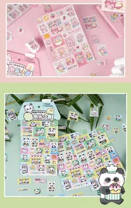 Adorable cartoon rabbit and panda stickers for scrapbooking and DIY journal decoration