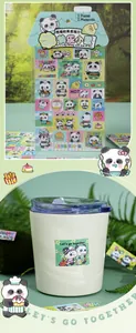 Cute panda sticker pack for DIY handbook decoration with food and travel themes.