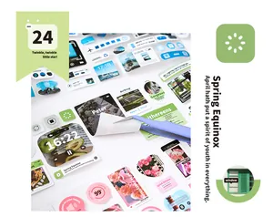 Macro view of aesthetic UI-themed and floral DIY stickers for journal and scrapbook deco.