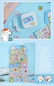 Close-up detail of cute etori cartoon cat stickers for DIY journal decoration