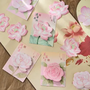 Floral shaped sticky notes with traditional Chinese style backing cards