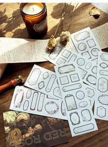 Vintage floral decorative sticker sheets with retro frame designs for journal scrapbooking