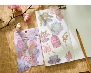 Autocollants décoratifs en PET holographique avec dorure pour le scrapbooking et le journalisme